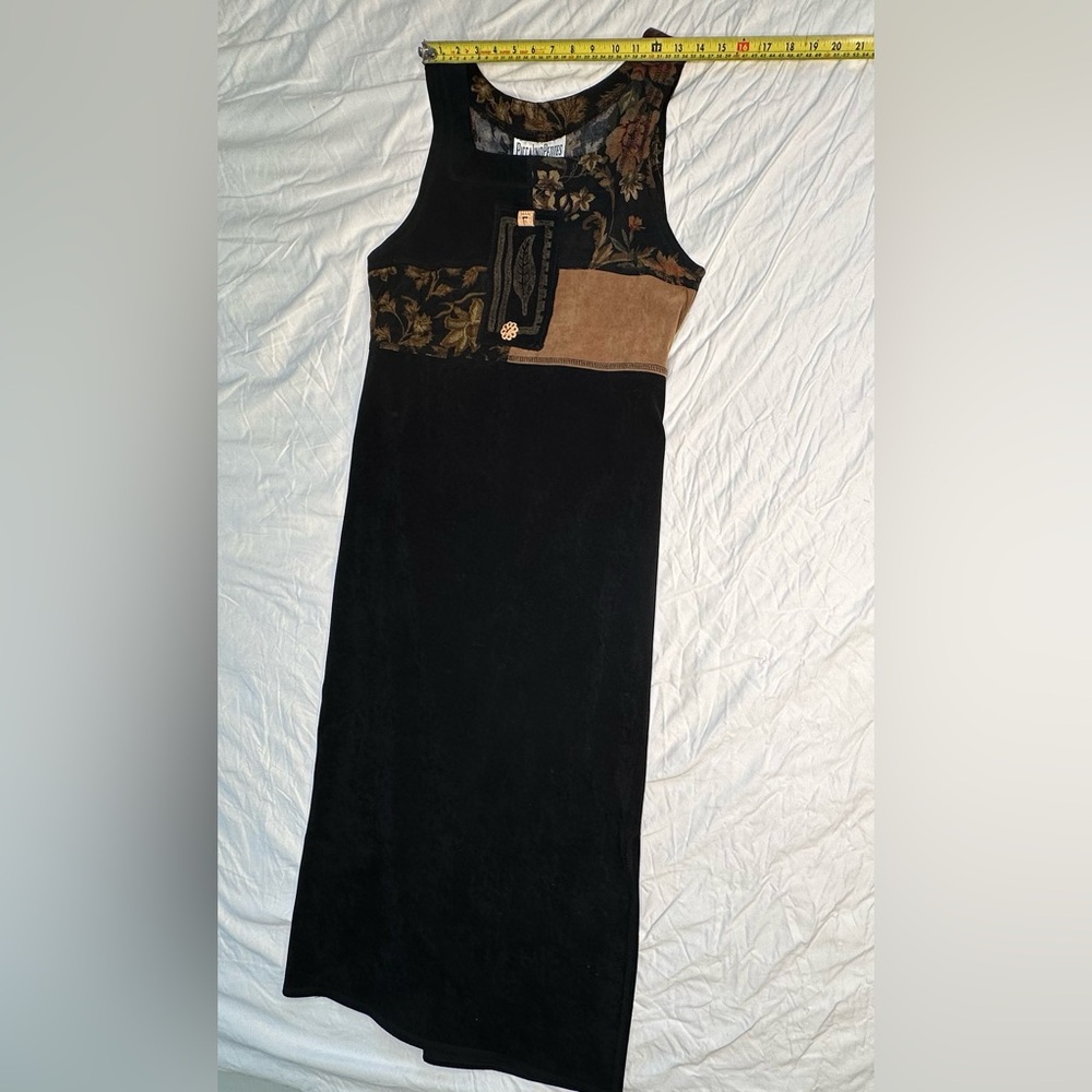VTG 90s Piccalino Petites Patchwork Midi Dress 6P Made in USA Tapestry Appliqué - Picture 8 of 13